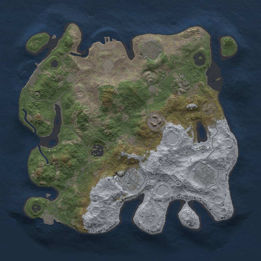 Rust Map: Procedural Map, Size: 3000, Seed: 2053935472, 13 Monuments