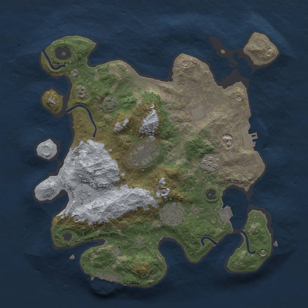 Rust Map: Procedural Map, Size: 3000, Seed: 21858, 10 Monuments