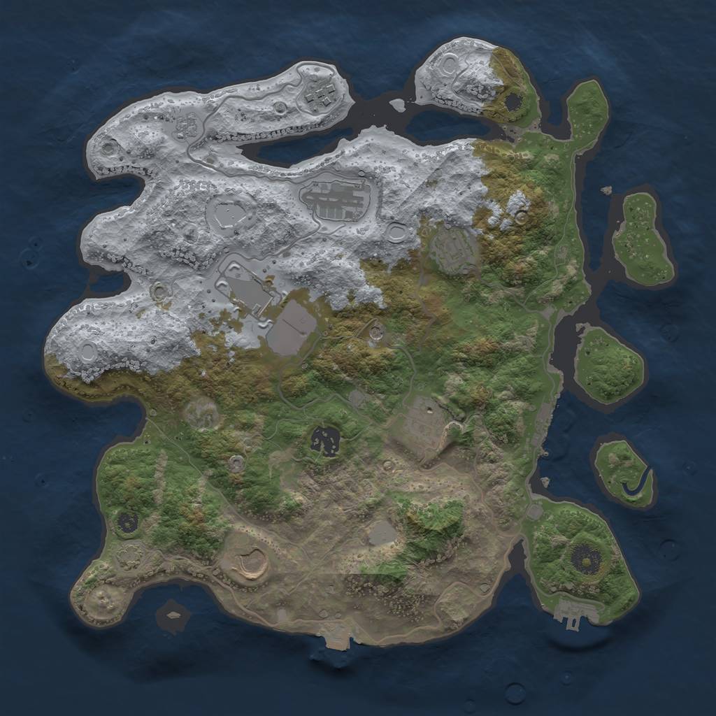 Rust Map: Procedural Map, Size: 3500, Seed: 1764187234, 15 Monuments