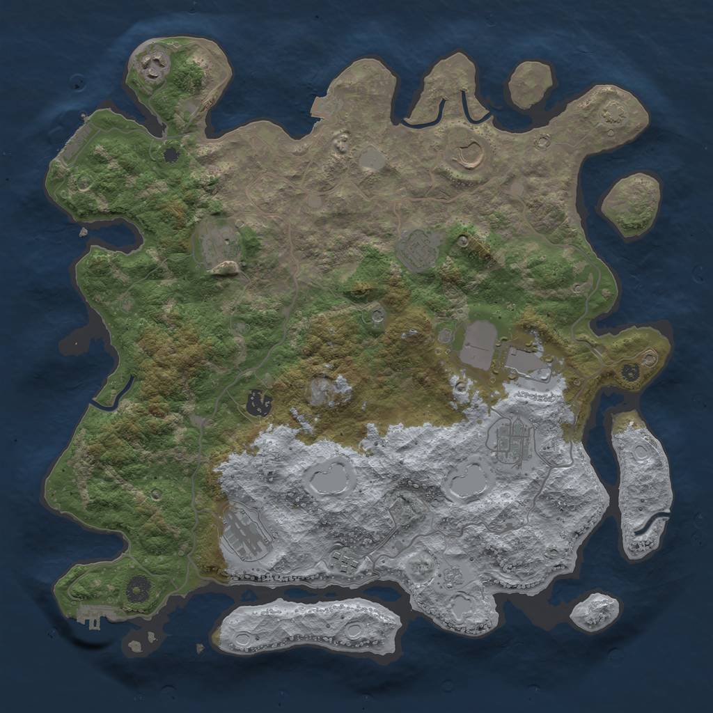 Rust Map: Procedural Map, Size: 4000, Seed: 2014384811, 17 Monuments