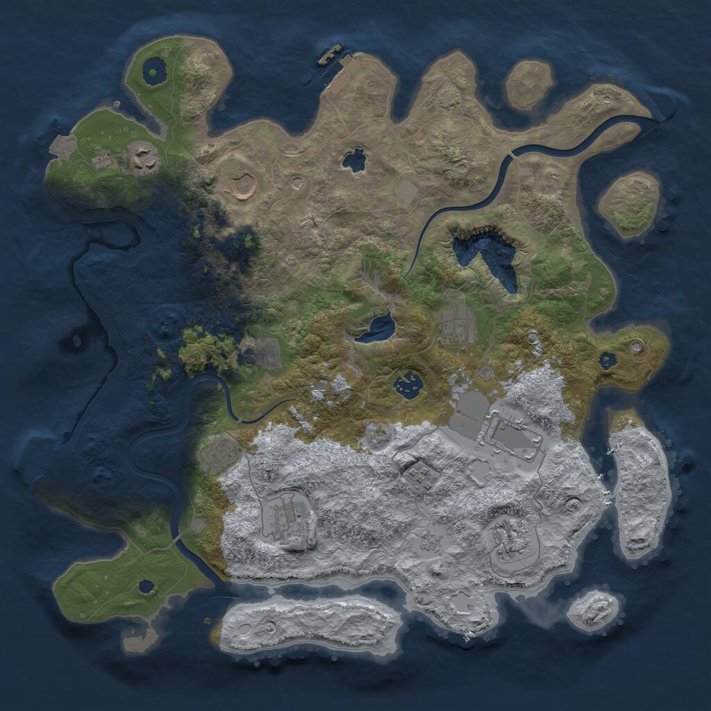 Rust Map: Procedural Map, Size: 4000, Seed: 2014384811, 16 Monuments
