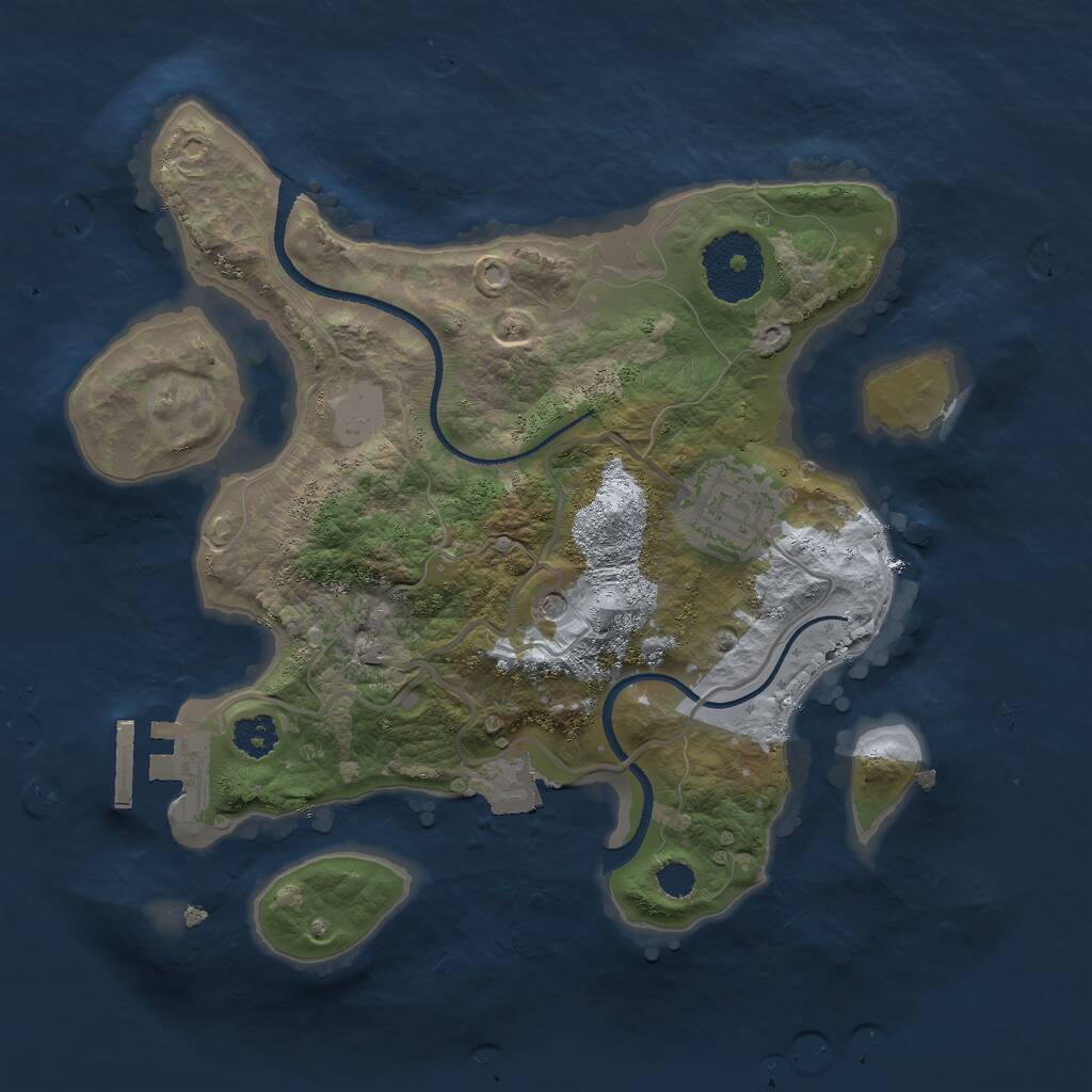 Rust Map: Procedural Map, Size: 2500, Seed: 2140189346, 4 Monuments