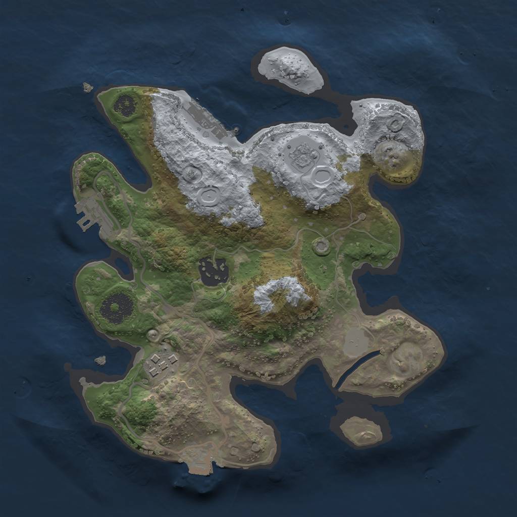 Rust Map: Procedural Map, Size: 2500, Seed: 2118153816, 8 Monuments