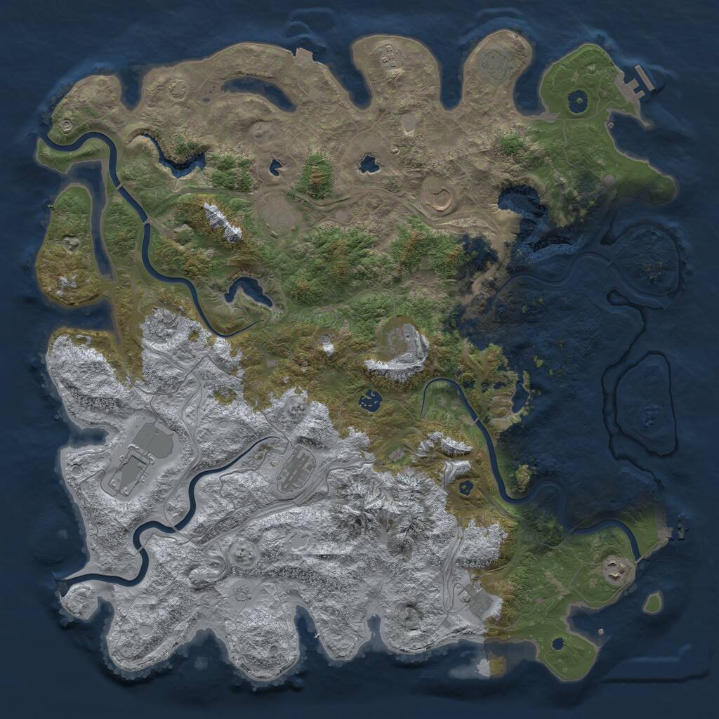 Rust Map: Procedural Map, Size: 5000, Seed: 1520, 17 Monuments