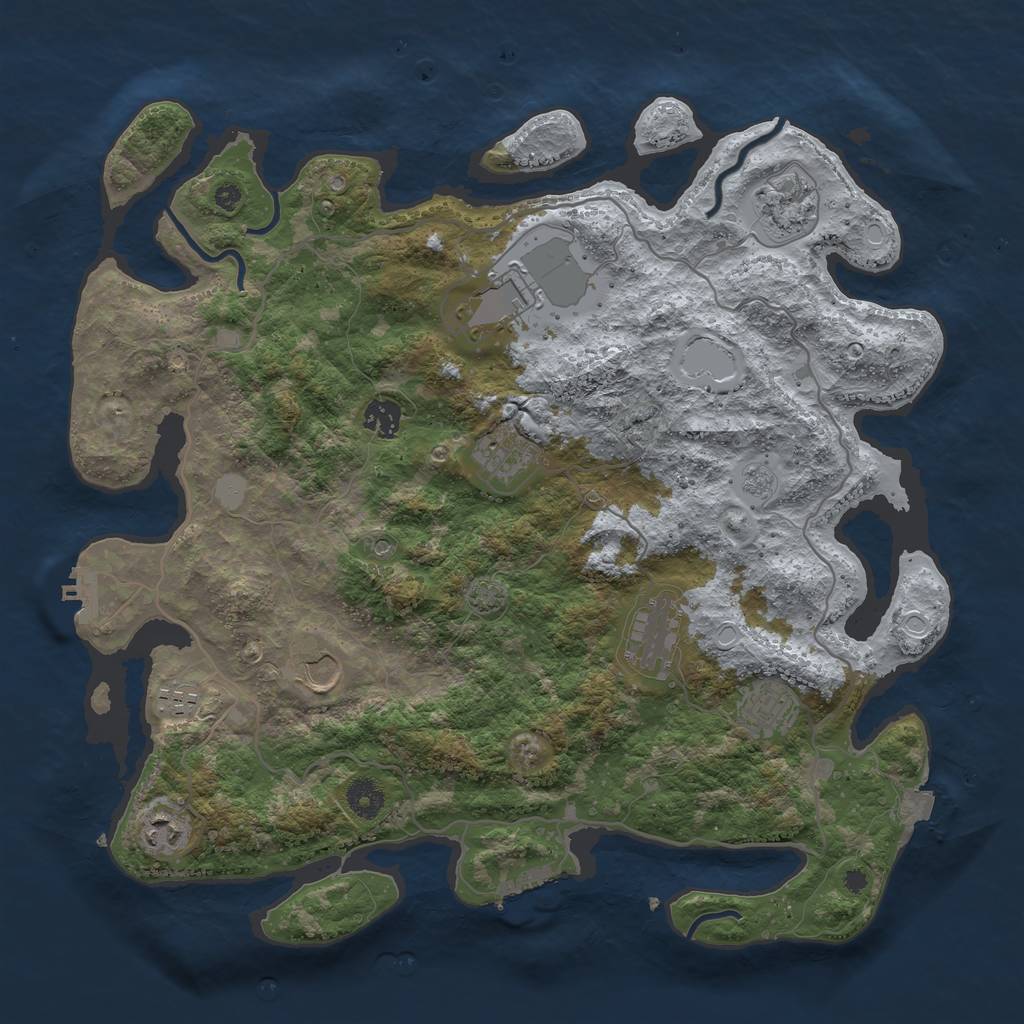 Rust Map: Procedural Map, Size: 4000, Seed: 1146861185, 17 Monuments