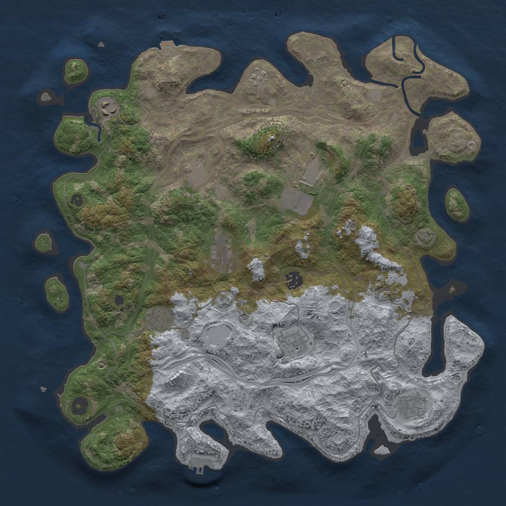 Rust Map: Procedural Map, Size: 4250, Seed: 1023768786, 17 Monuments