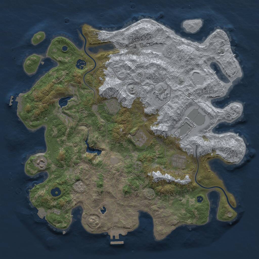 Rust Map: Procedural Map, Size: 4000, Seed: 1994725462, 14 Monuments