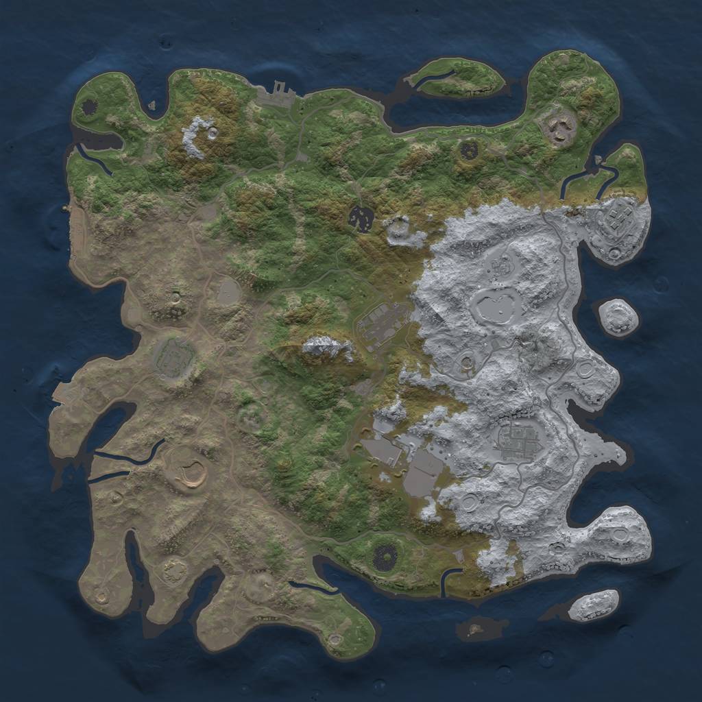 Rust Map: Procedural Map, Size: 4000, Seed: 683248433, 16 Monuments
