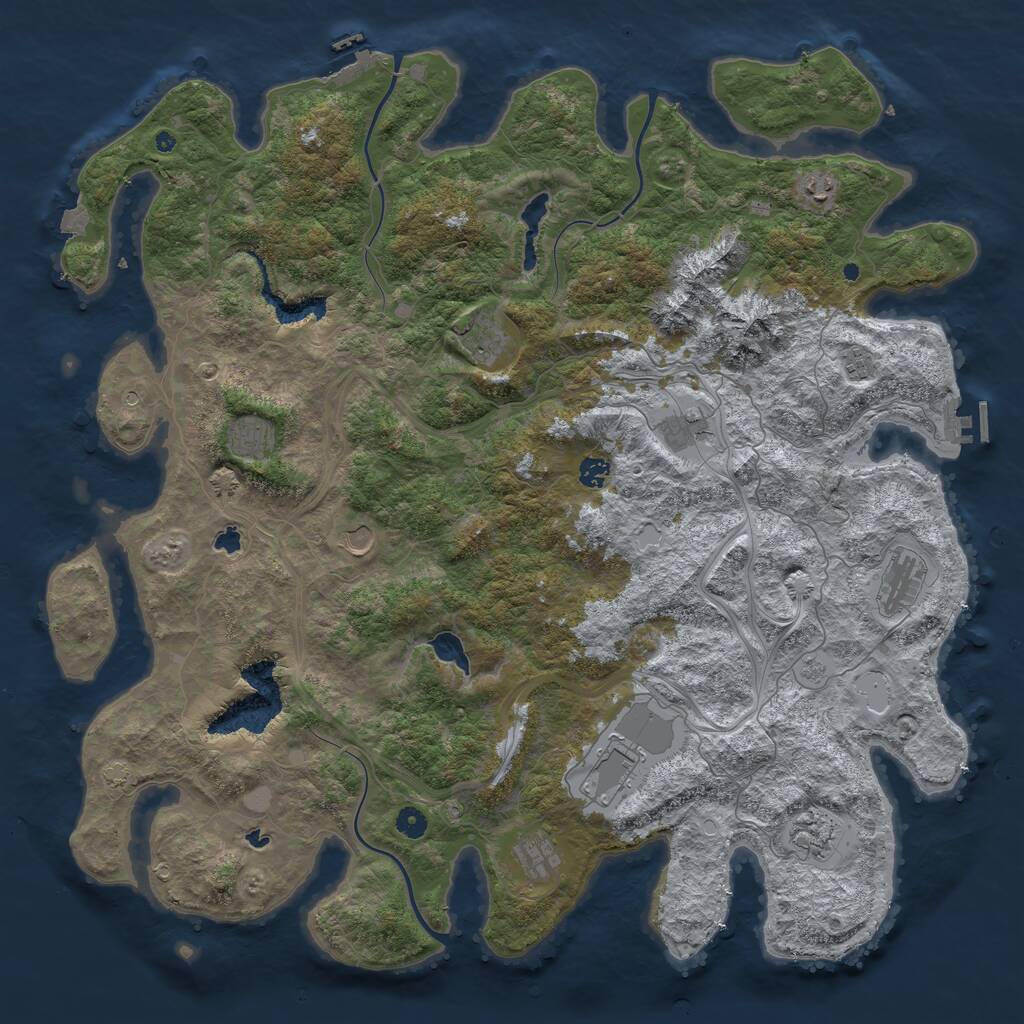 Rust Map: Procedural Map, Size: 5000, Seed: 8245, 17 Monuments