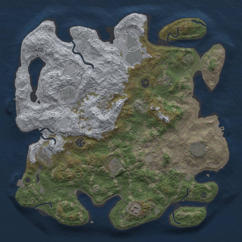 Rust Map: Procedural Map, Size: 4000, Seed: 11963, 17 Monuments