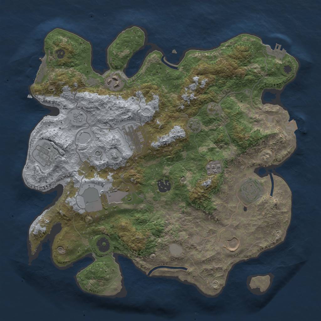 Rust Map: Procedural Map, Size: 3500, Seed: 1471896365, 16 Monuments