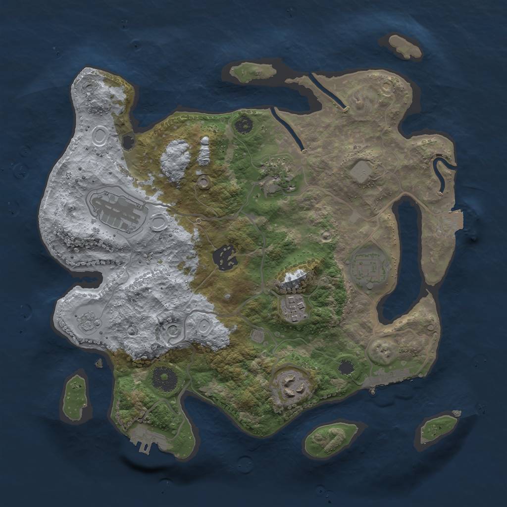 Rust Map: Procedural Map, Size: 3000, Seed: 695, 13 Monuments