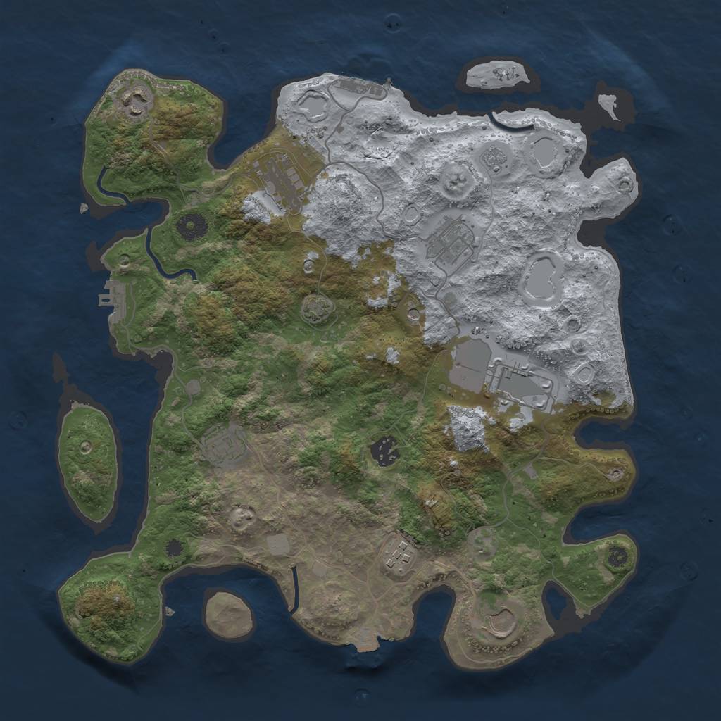 Rust Map: Procedural Map, Size: 3700, Seed: 343659929, 16 Monuments