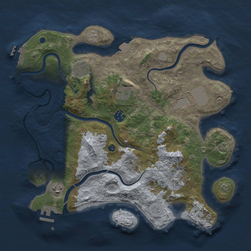 Rust Map: Procedural Map, Size: 3500, Seed: 32878644, 13 Monuments