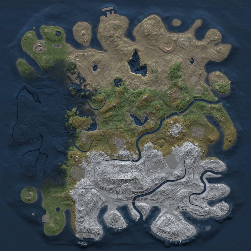 Rust Map: Procedural Map, Size: 4500, Seed: 1249822568, 16 Monuments