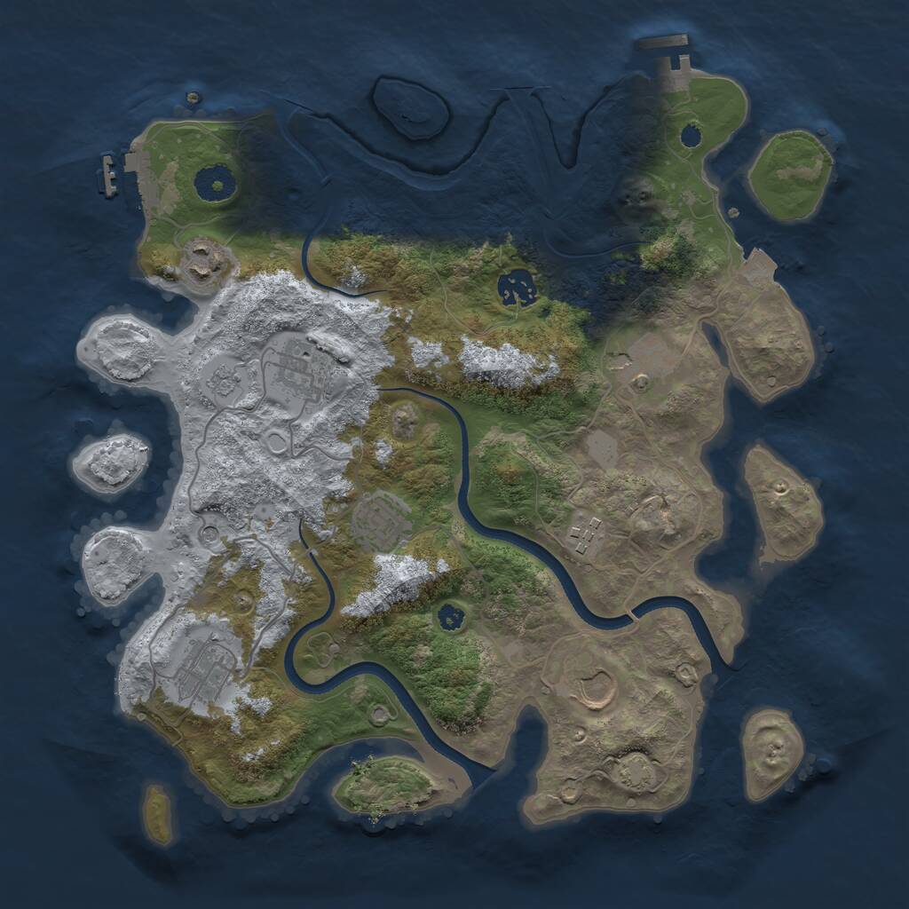 Rust Map: Procedural Map, Size: 3500, Seed: 474736316, 14 Monuments