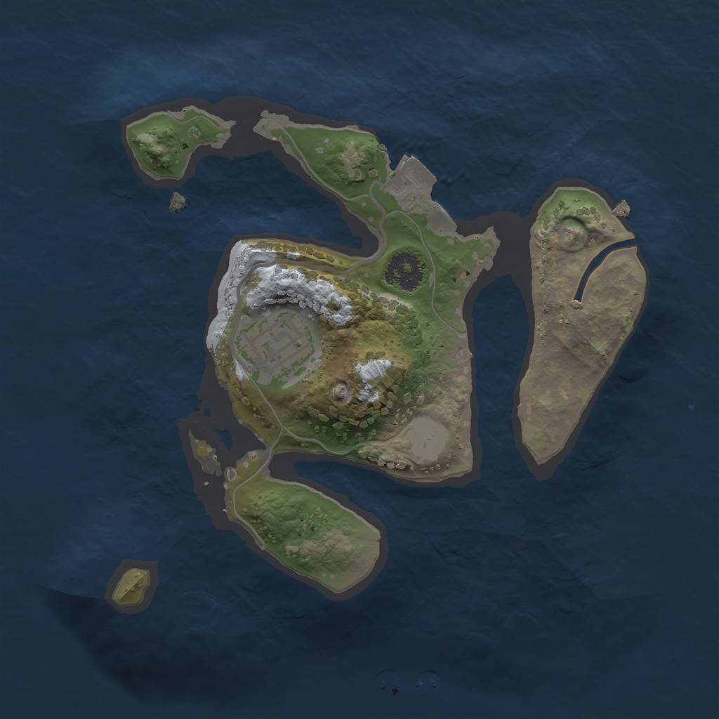 Rust Map: Procedural Map, Size: 2000, Seed: 1043247211, 4 Monuments