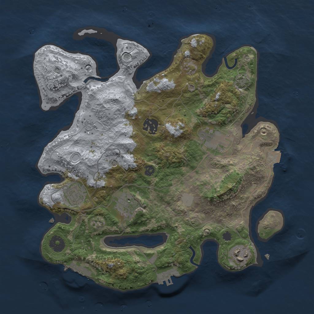 Rust Map: Procedural Map, Size: 3000, Seed: 439419456, 13 Monuments