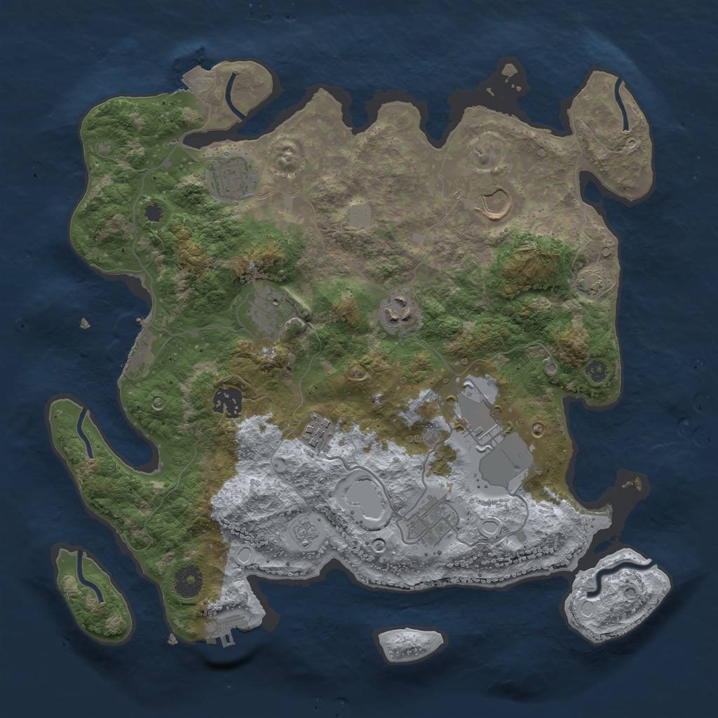Rust Map: Procedural Map, Size: 3500, Seed: 83765847, 15 Monuments