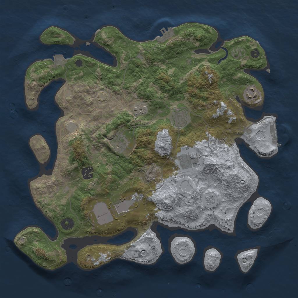 Rust Map: Procedural Map, Size: 3500, Seed: 20230728, 15 Monuments