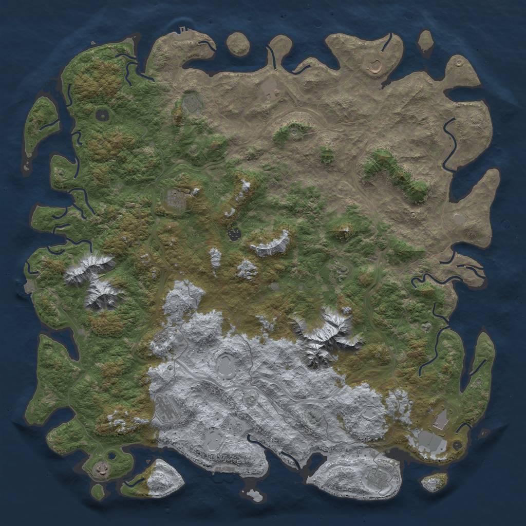 Rust Map: Procedural Map, Size: 6000, Seed: 445302540, 19 Monuments