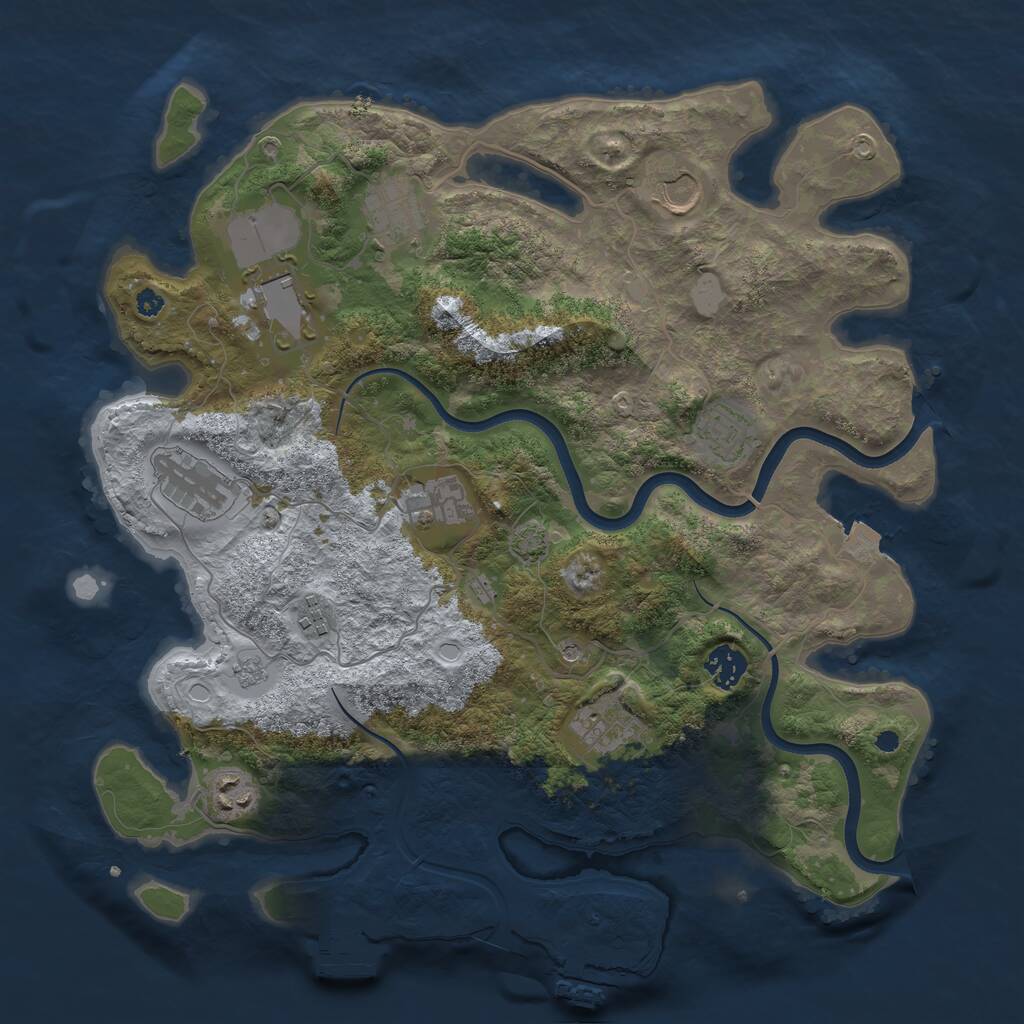 Rust Map: Procedural Map, Size: 3750, Seed: 1670540553, 16 Monuments