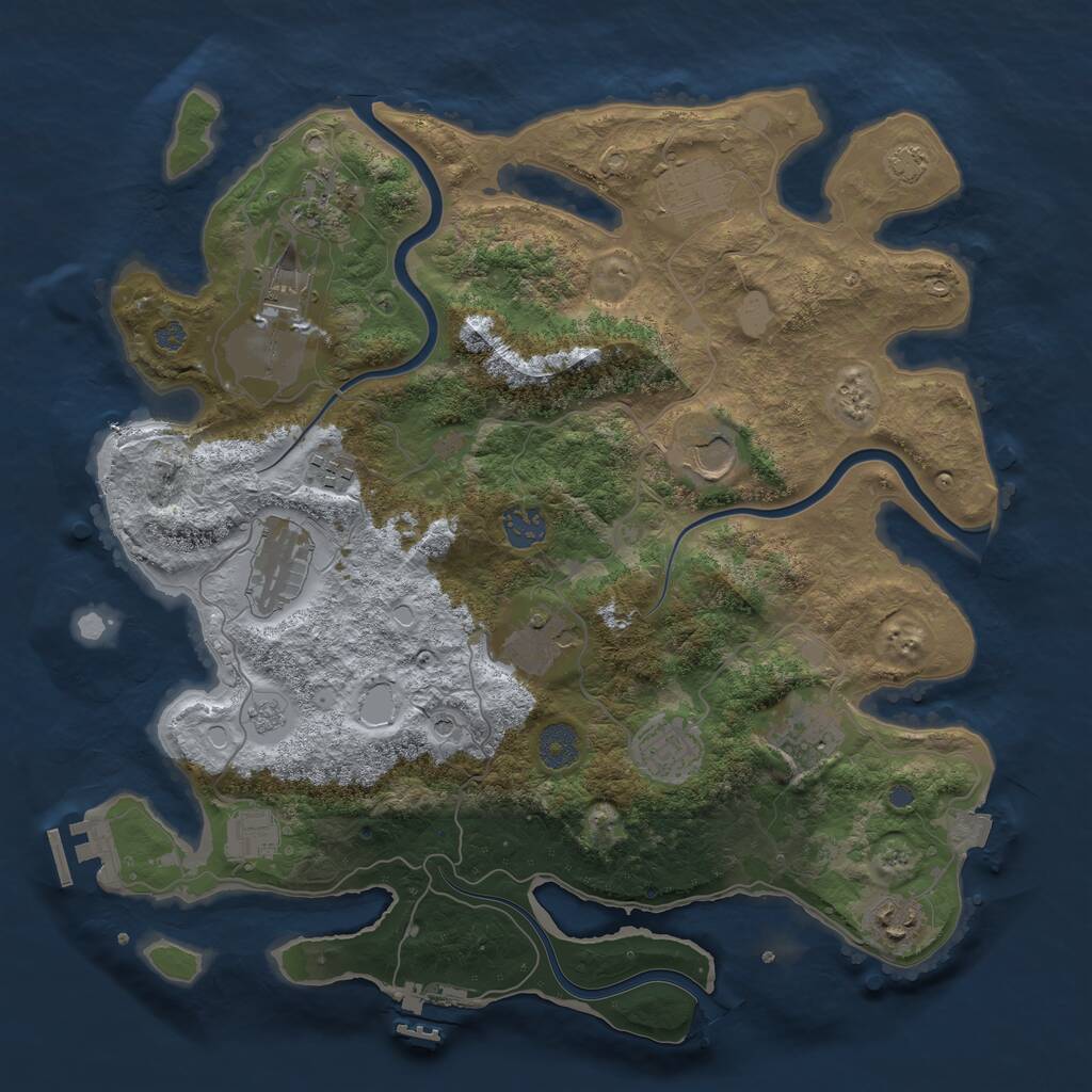 Rust Map: Procedural Map, Size: 3750, Seed: 1670540553, 19 Monuments