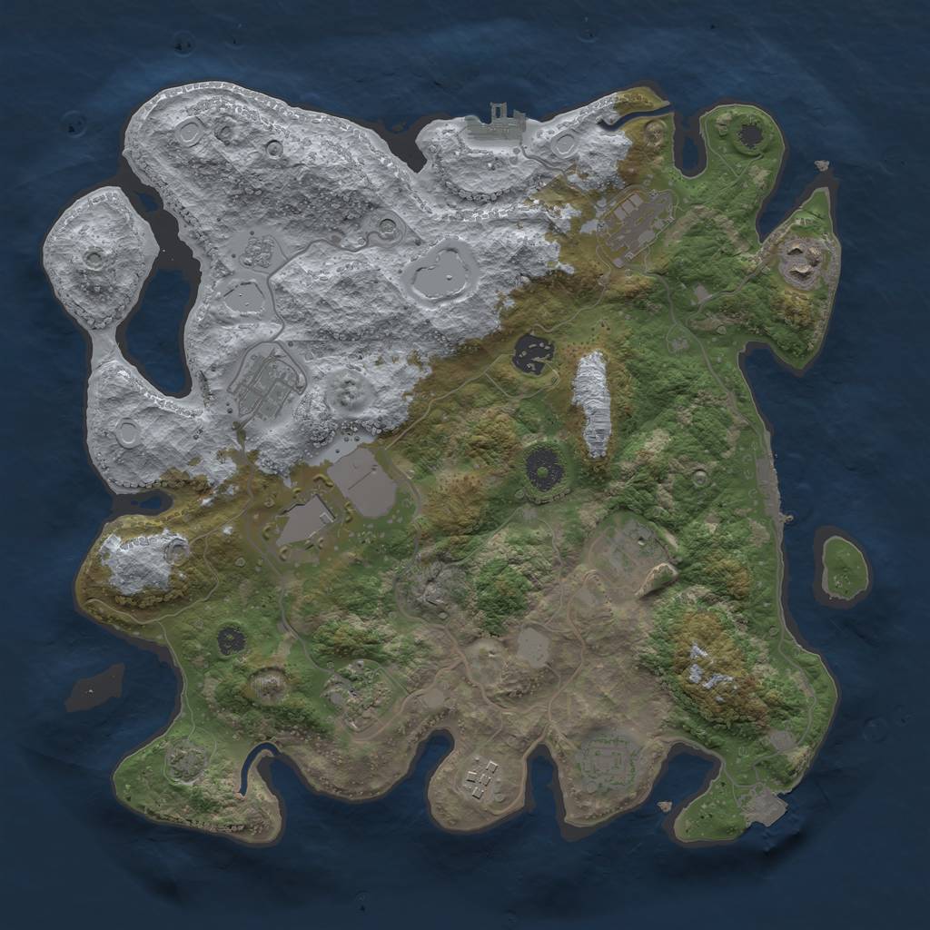 Rust Map: Procedural Map, Size: 3500, Seed: 637202647, 17 Monuments