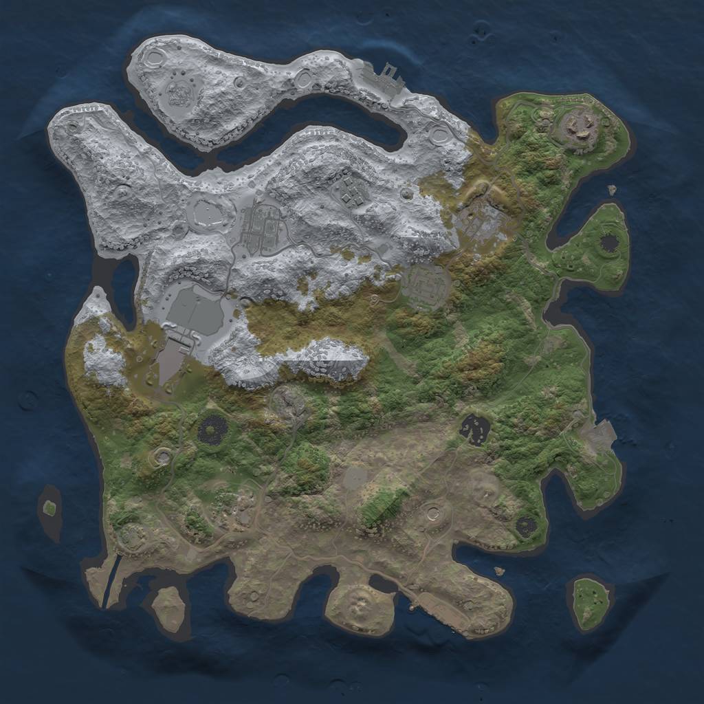 Rust Map: Procedural Map, Size: 3500, Seed: 163216526, 16 Monuments