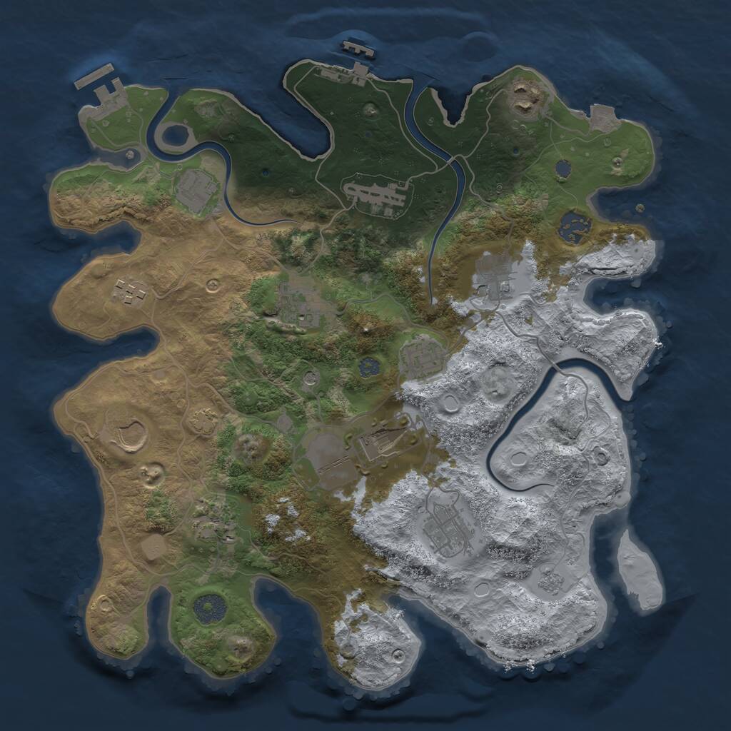 Rust Map: Procedural Map, Size: 3500, Seed: 1781711344, 19 Monuments