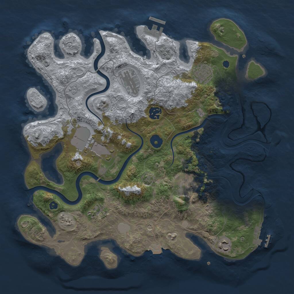 Rust Map: Procedural Map, Size: 3500, Seed: 64422442, 14 Monuments