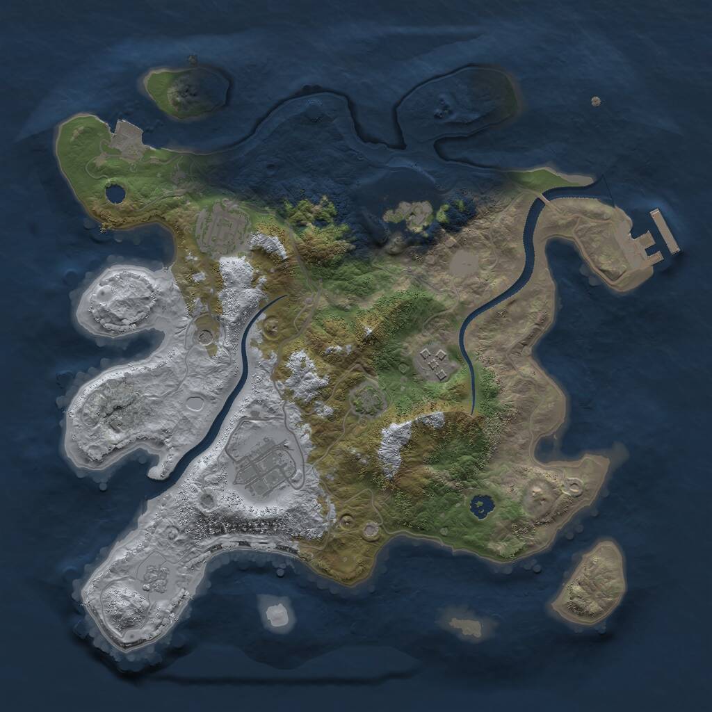 Rust Map: Procedural Map, Size: 3000, Seed: 1623379, 9 Monuments