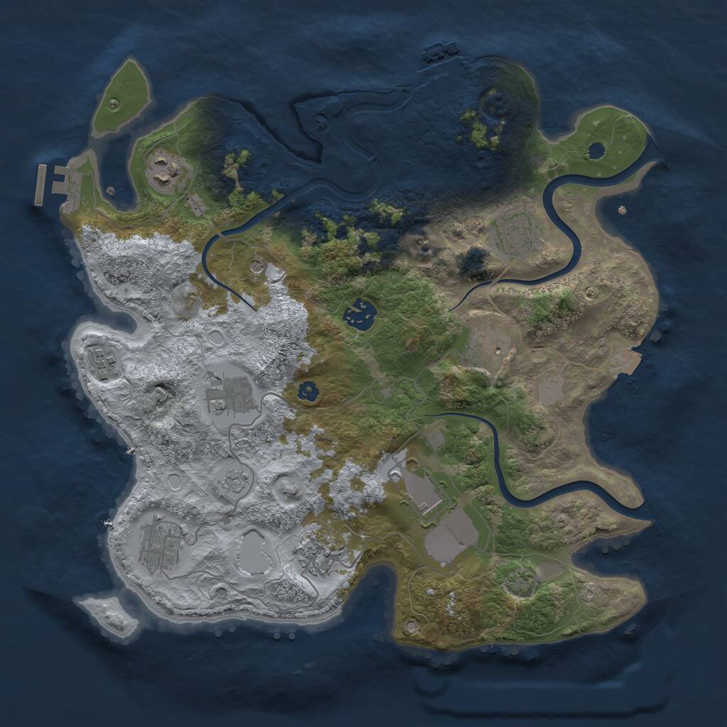 Rust Map: Procedural Map, Size: 3500, Seed: 625209061, 15 Monuments