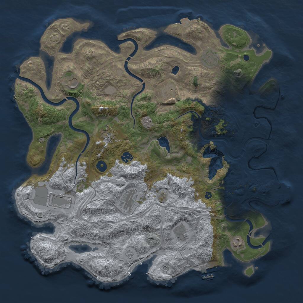 Rust Map: Procedural Map, Size: 4250, Seed: 1110643807, 16 Monuments