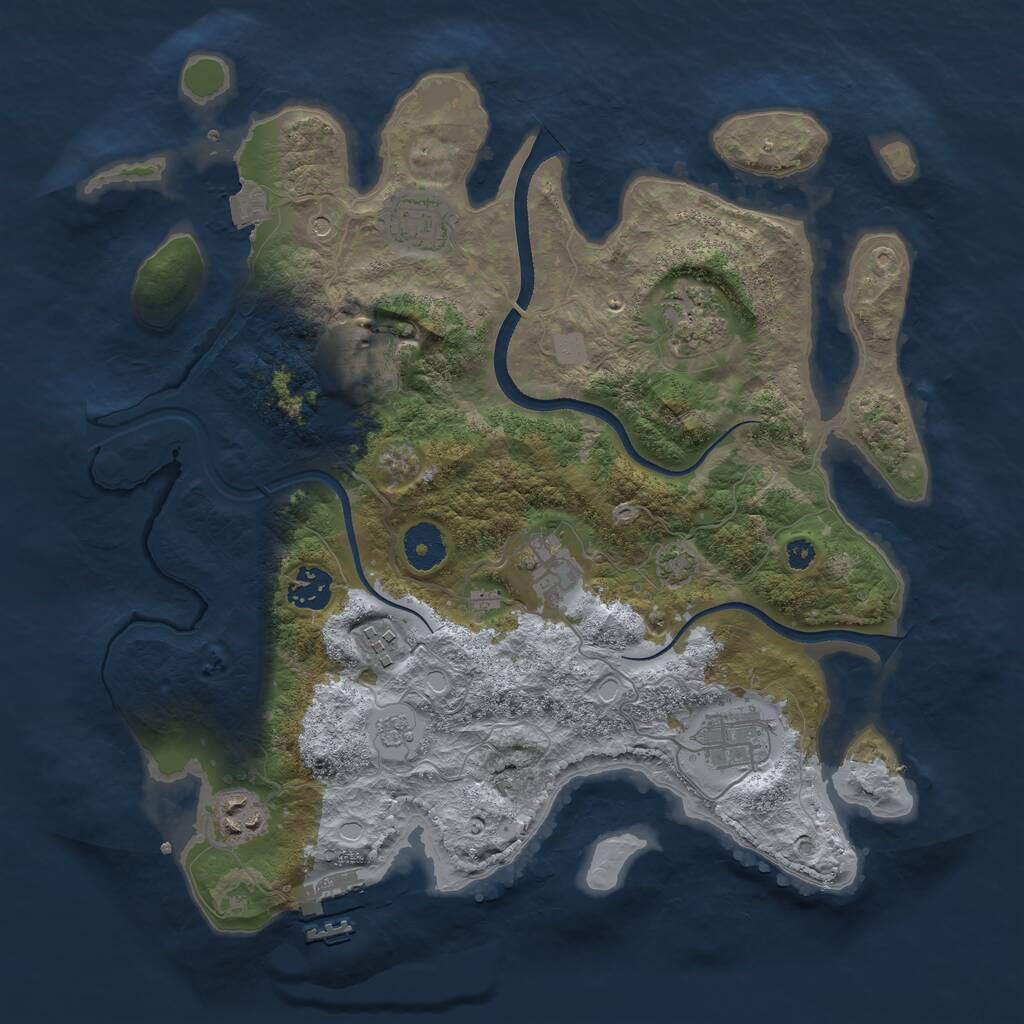 Rust Map: Procedural Map, Size: 3500, Seed: 461251496, 13 Monuments