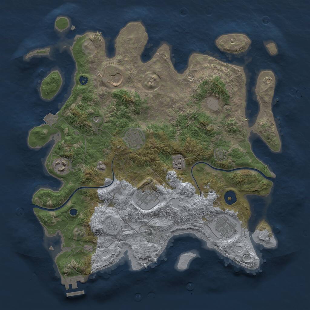 Rust Map: Procedural Map, Size: 3500, Seed: 461251496, 11 Monuments