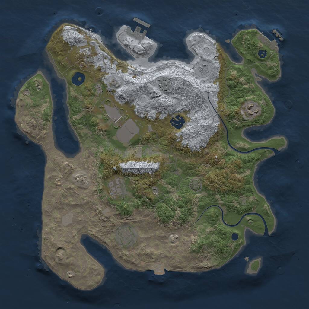 Rust Map: Procedural Map, Size: 3500, Seed: 1645180373, 13 Monuments