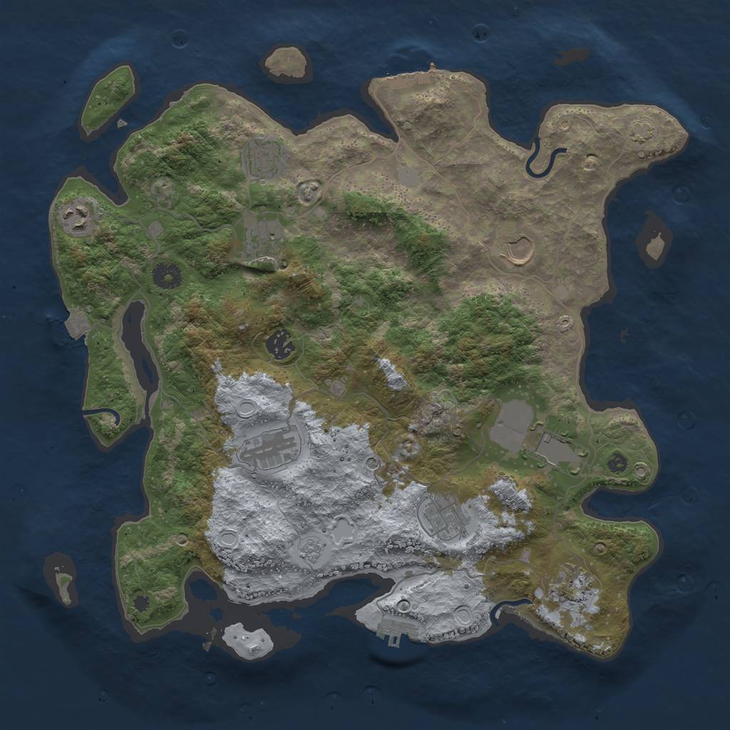 Rust Map: Procedural Map, Size: 3850, Seed: 685040003, 17 Monuments