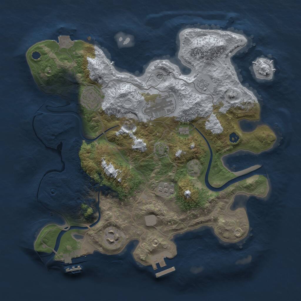 Rust Map: Procedural Map, Size: 3000, Seed: 14514, 10 Monuments