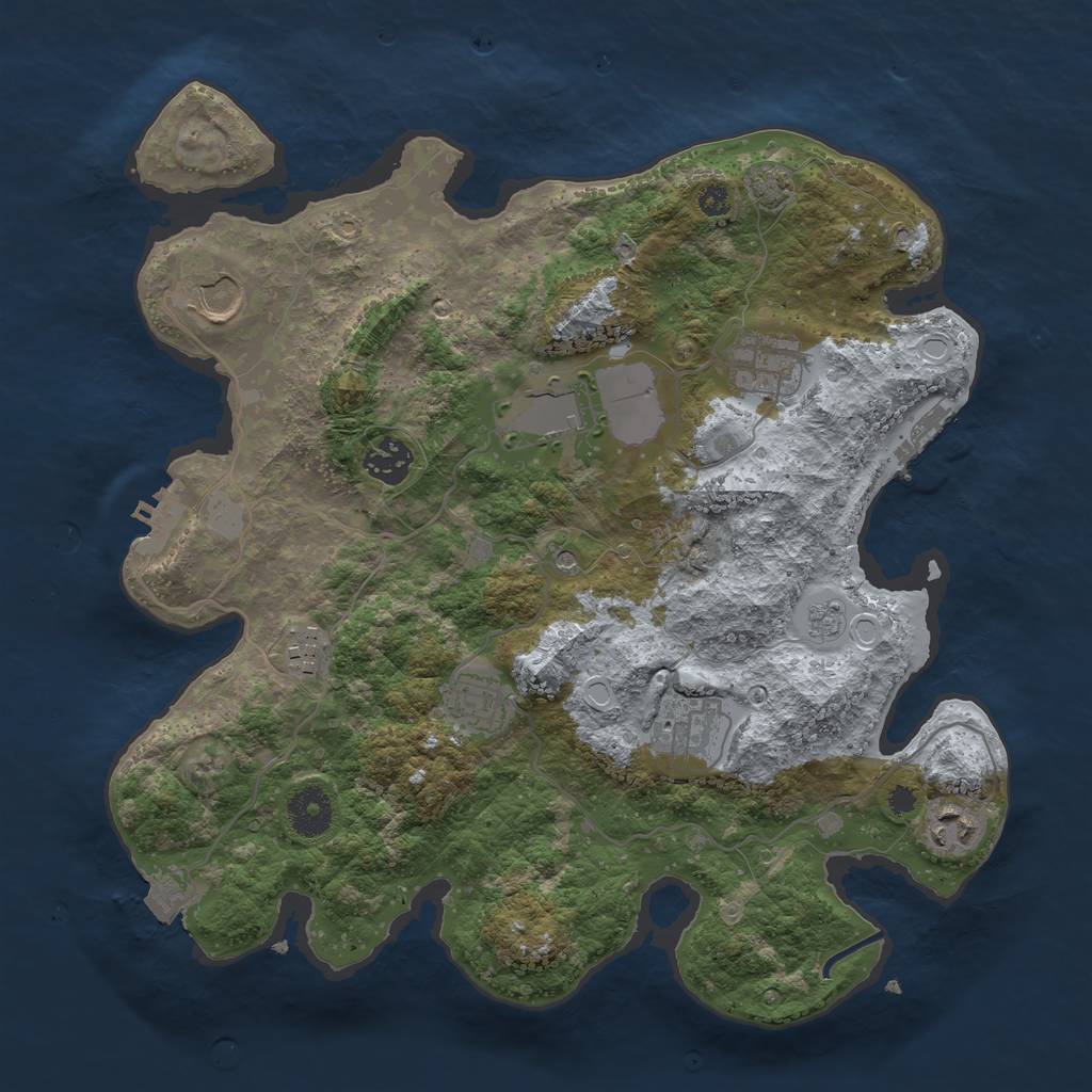 Rust Map: Procedural Map, Size: 3500, Seed: 2128512779, 16 Monuments