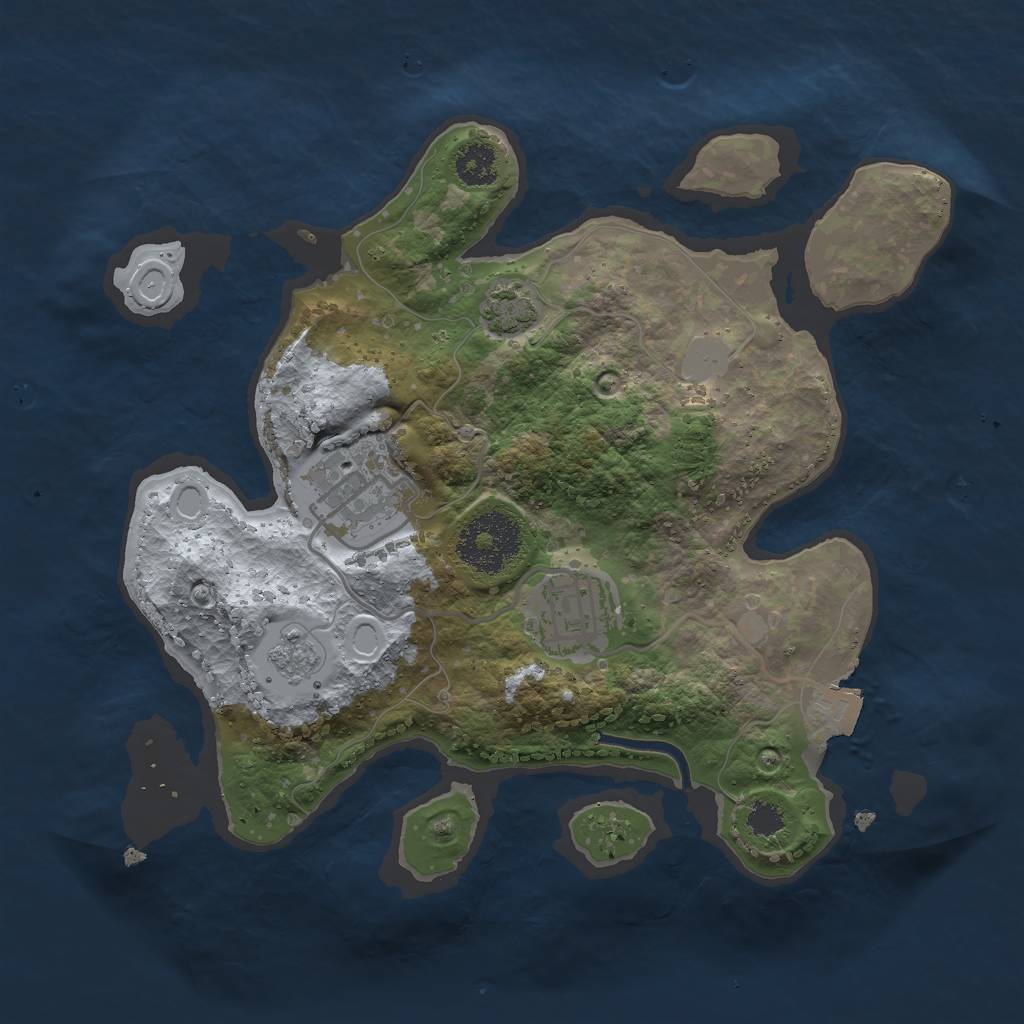 Rust Map: Procedural Map, Size: 2500, Seed: 1761171110, 7 Monuments