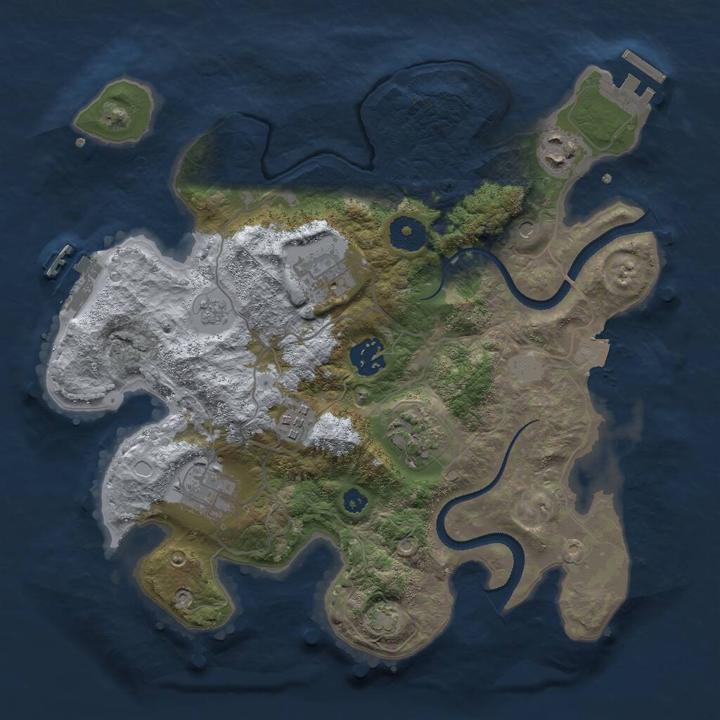 Rust Map: Procedural Map, Size: 3000, Seed: 15485491, 12 Monuments