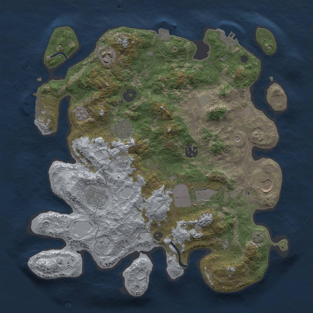 Rust Map: Procedural Map, Size: 3500, Seed: 232623483, 15 Monuments