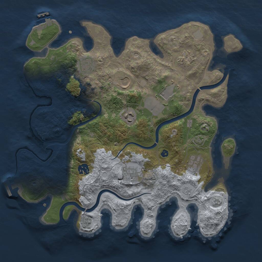 Rust Map: Procedural Map, Size: 3500, Seed: 6021474, 15 Monuments