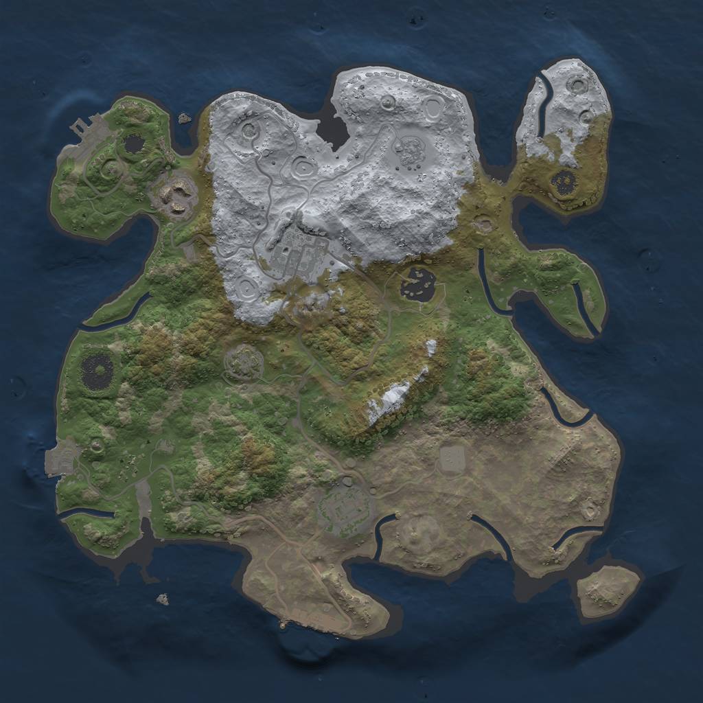 Rust Map: Procedural Map, Size: 3000, Seed: 2002375599, 12 Monuments