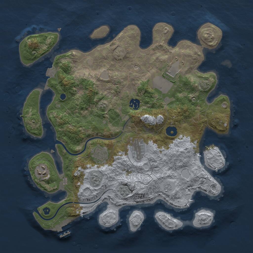 Rust Map: Procedural Map, Size: 3500, Seed: 688725876, 11 Monuments