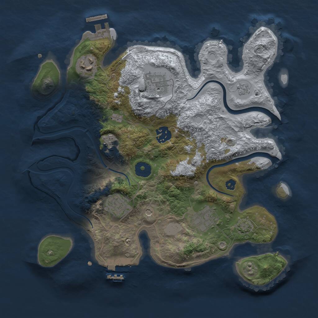 Rust Map: Procedural Map, Size: 3000, Seed: 1377213437, 12 Monuments