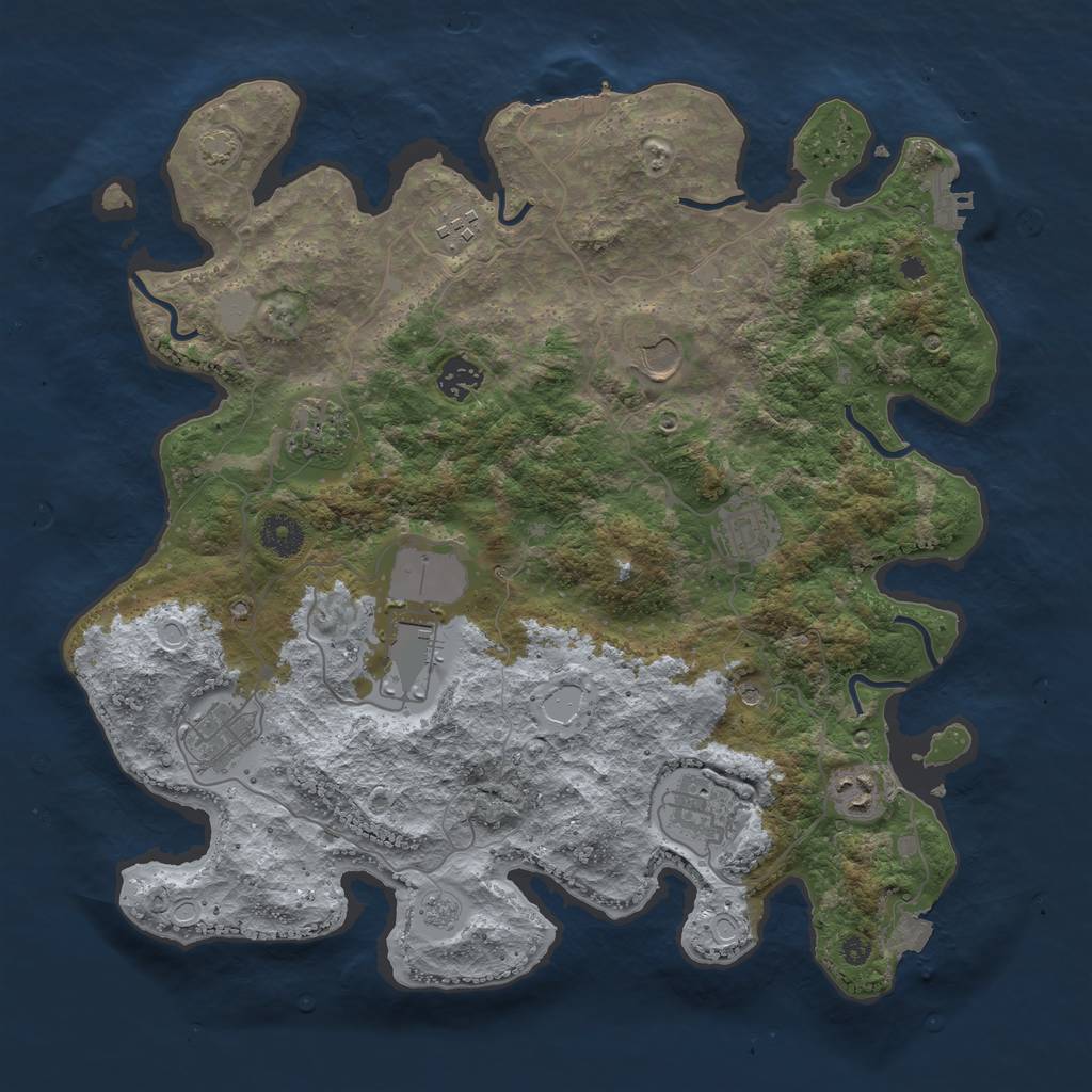 Rust Map: Procedural Map, Size: 3800, Seed: 2666413, 17 Monuments