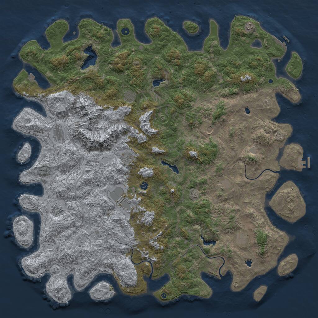 Rust Map: Procedural Map, Size: 6000, Seed: 1248865789, 17 Monuments