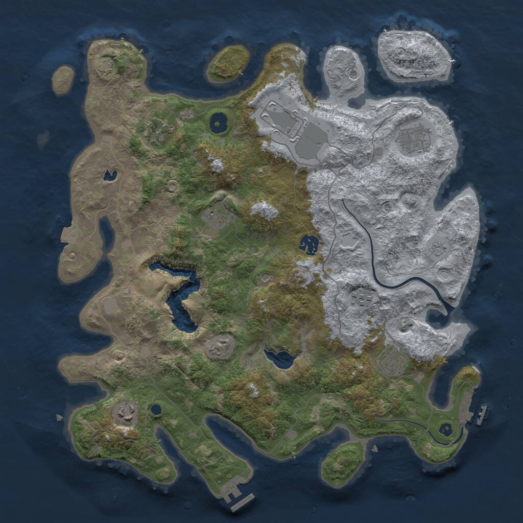 Rust Map: Procedural Map, Size: 4000, Seed: 654489, 14 Monuments